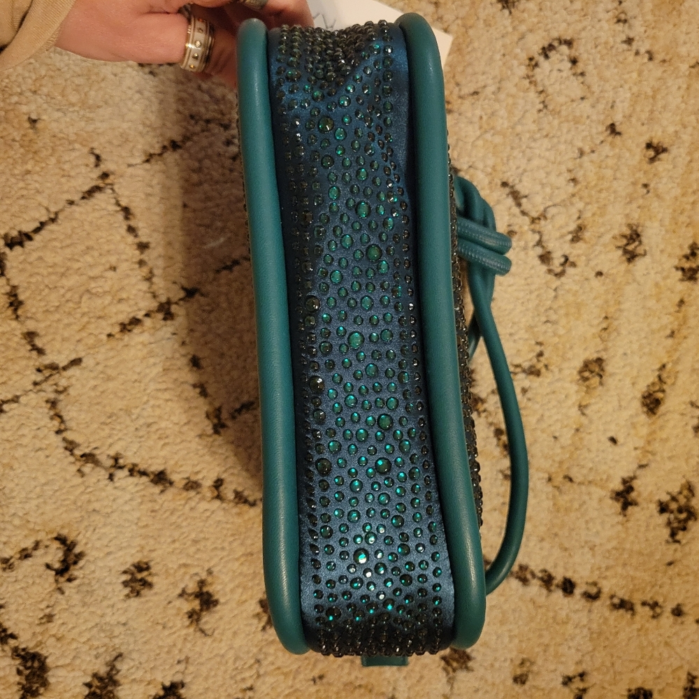 NWT JULES KAE BECCA CRYSTAL SHOULDER BAG, EMERALD - Picture 9 of 10